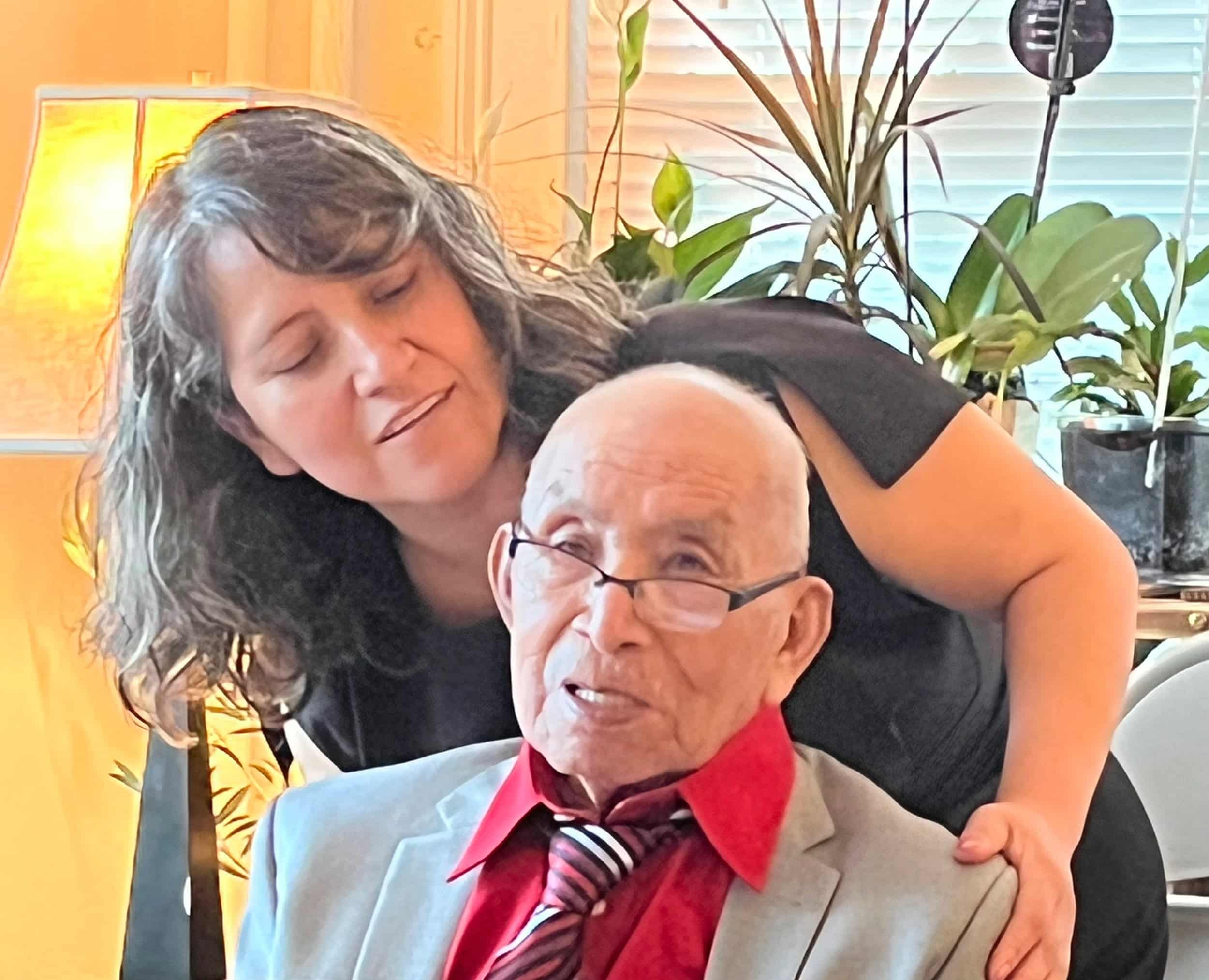 Doroteo López with his daughter, Onilia, on his 90th birthday. Photo courtesy of Lilian Pérez